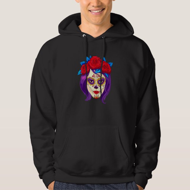 Dia De Los Muertos Mexico Women's Mask La Catrina  Hoodie (Front)