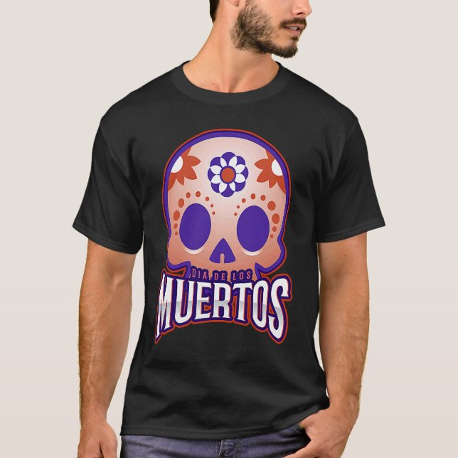Dia de los muertos Modern colourful Skull T-Shirt (Front)