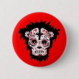 dia de los muertos monkey 6 cm round badge