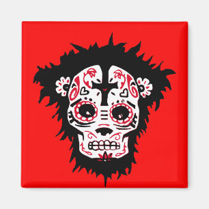 dia de los muertos monkey magnet