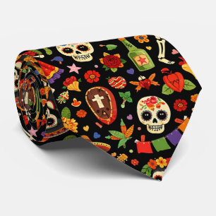 Día de los Muertos Necktie (Maroon Back)