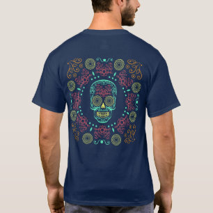Dia de los Muertos Neon Floral Skull   Shirt