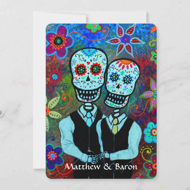 DIA DE LOS MUERTOS NOVIOS COUPLE WEDDING INVITATION (Front)