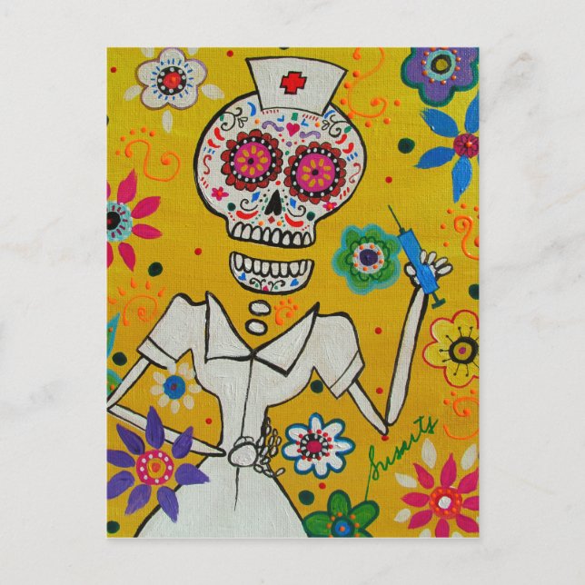 Dia de los Muertos Nurse Postcard (Front)