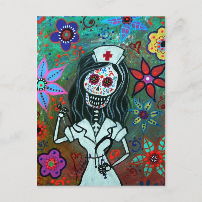DIA DE LOS MUERTOS NURSE POSTCARD (Front)