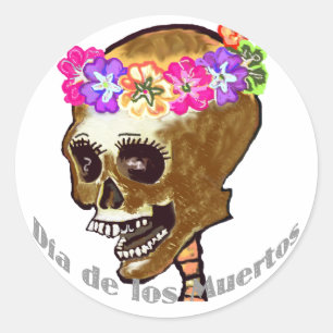 Dia de Los Muertos or Halloween Classic Round Sticker