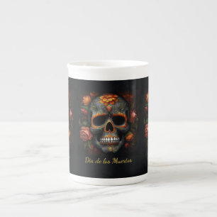 Dia de los Muertos painted skull customisable Bone China Mug