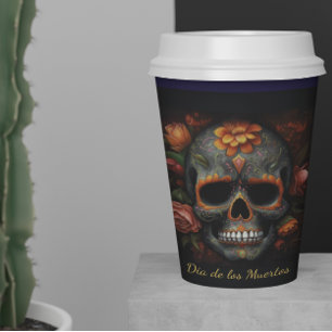 Dia de los Muertos painted skull, customisable Paper Cups
