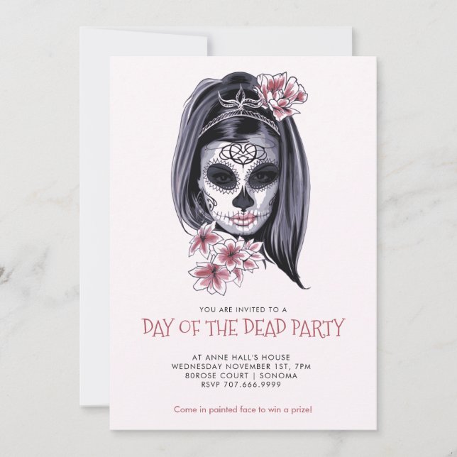 Dia De Los Muertos Party Blush Pink Invitation (Front)