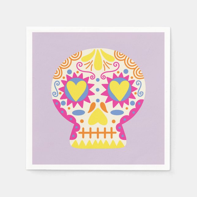 Dia de los Muertos Party Decor Purple Paper Napkin (Front)