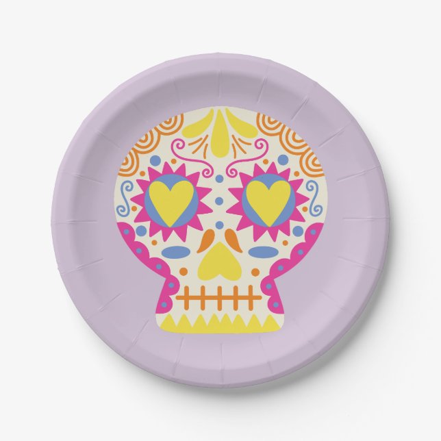 Dia de los Muertos Party Decor Purple Paper Plates (Front)