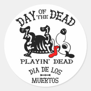 dia de los muertos  playin dead dog sticker