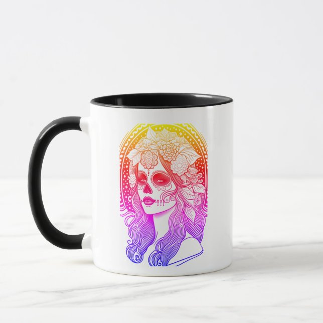 Día De Los Muertos, rainbow Mug (Left)