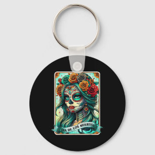 Dia De Los Muertos Rose Flower Woman Day Of The De Key Ring