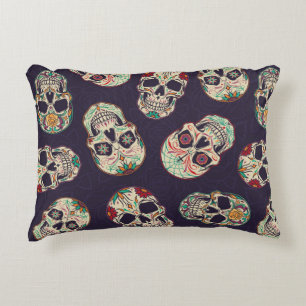 Dia de los muertos seamless pattern with sugar sku decorative cushion