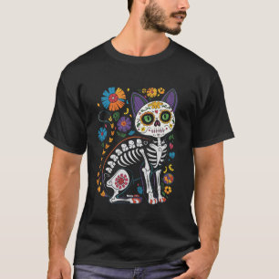 Dia de Los Muertos Shirt Cat Sugar Skull Mexican