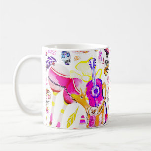 Dia De Los Muertos- Skeleton, Dog, Mexican Music Coffee Mug