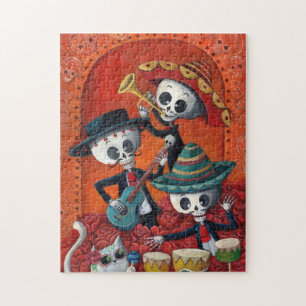 Dia de Los Muertos Skeleton Mariachi Trio Jigsaw Puzzle