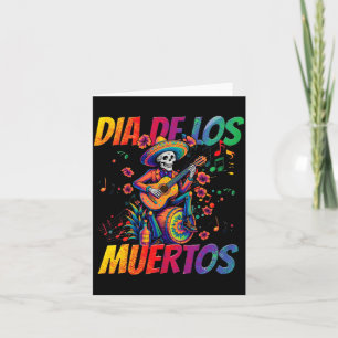 Dia De Los Muertos Skeleton Play Guitar Day Of Card