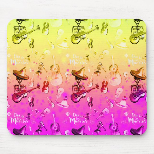Dia De Los Muertos- Skeleton Playing a Guitar Mouse Mat (Front)