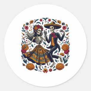 Dia De Los Muertos Skeletons Dancing Mexican Day O Classic Round Sticker