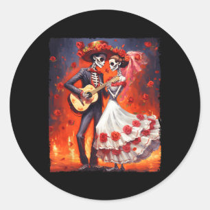 Dia De Los Muertos Skeletons Dancing Mexican Day O Classic Round Sticker