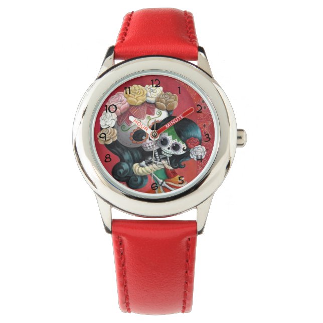 Dia de Los Muertos Skeletons Mother and Daughter Watch (Front)