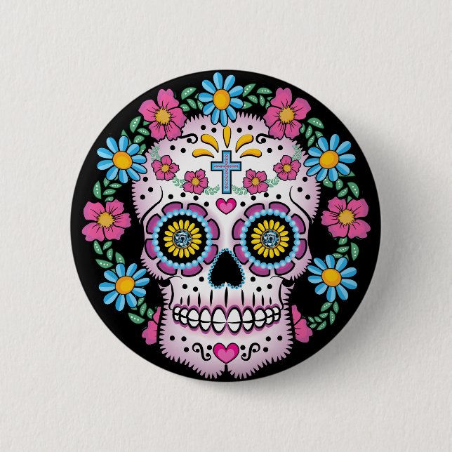 Dia de los Muertos Skull 6 Cm Round Badge (Front)