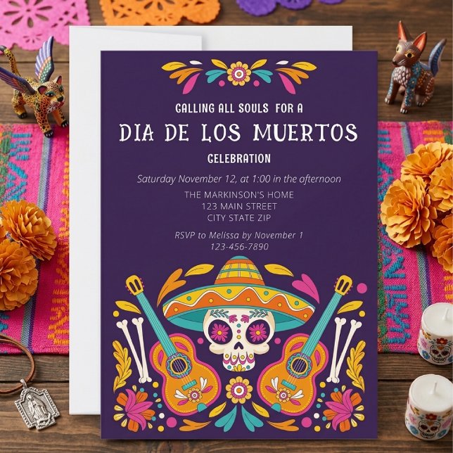 Dia De Los Muertos Skull Celebration Invitation (Creator Uploaded)