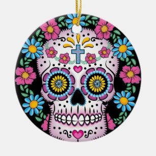 Dia de los Muertos Skull Ceramic Tree Decoration