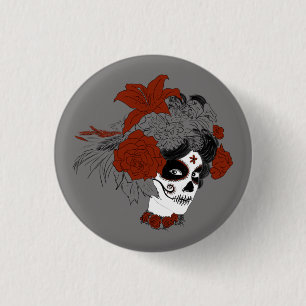 Día de los Muertos Skull Face 3 Cm Round Badge