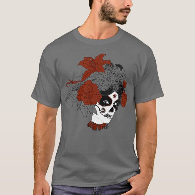 Día de los Muertos Skull Face T-Shirt (Front)