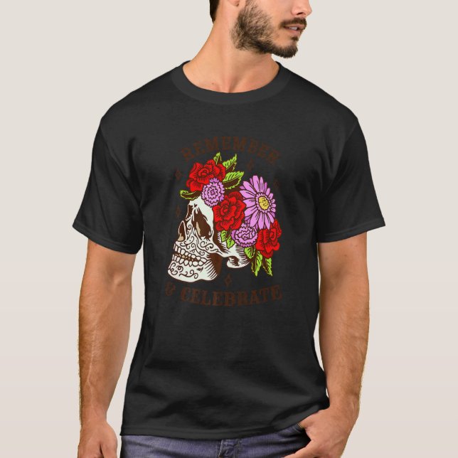 Dia De Los Muertos Skull Mask Roses Premium T-Shirt (Front)