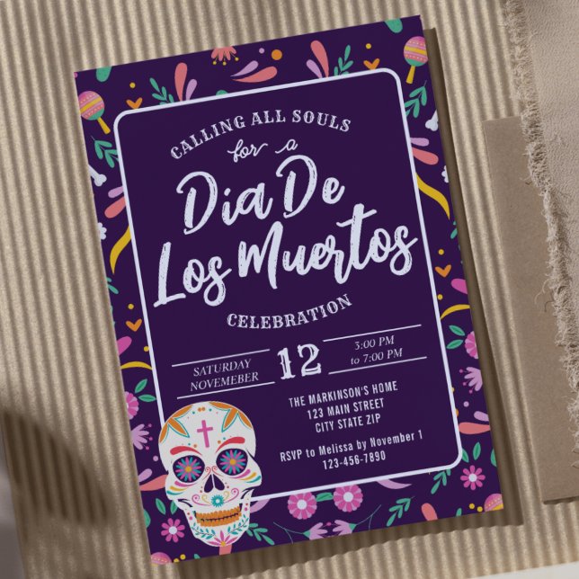 Dia De Los Muertos Skull Mexican Fiesta Invitation (Creator Uploaded)