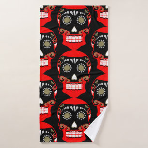 Día De Los Muertos Skull Print Bath Towel Set