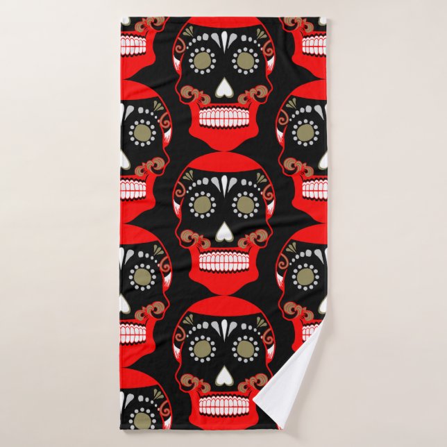 Día De Los Muertos Skull Print Bath Towel Set (Bath Towel)