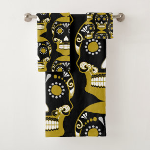 Día De Los Muertos Skull Print Bath Towel Set