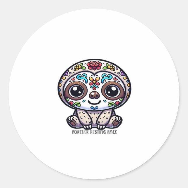 Dia De Los Muertos Sloth Active T-Shirt Classic Round Sticker (Front)
