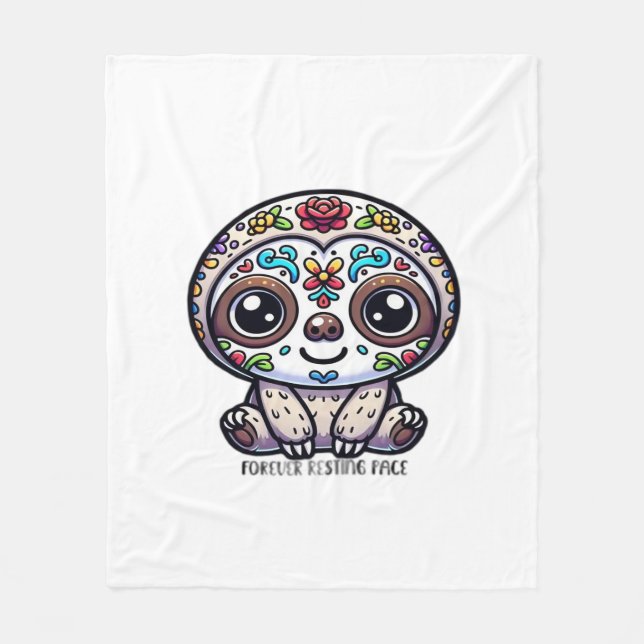 Dia De Los Muertos Sloth Active T-Shirt Fleece Blanket (Front)