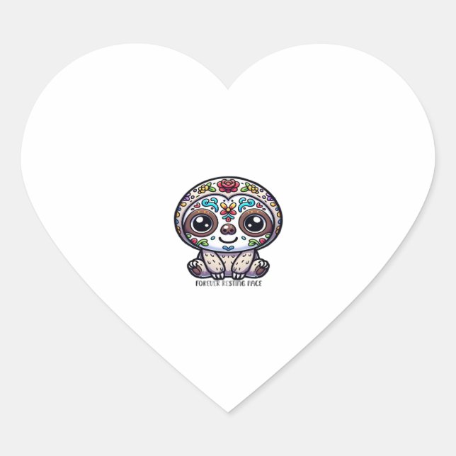 Dia De Los Muertos Sloth Active T-Shirt Heart Sticker (Front)