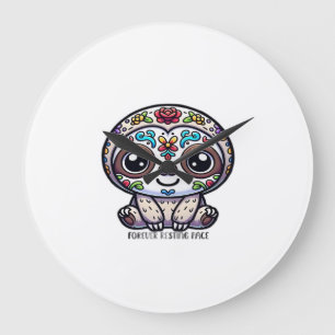 Dia De Los Muertos Sloth Active T-Shirt Large Clock