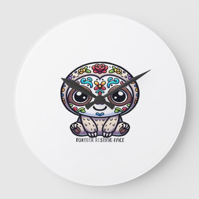 Dia De Los Muertos Sloth Active T-Shirt Large Clock (Front)