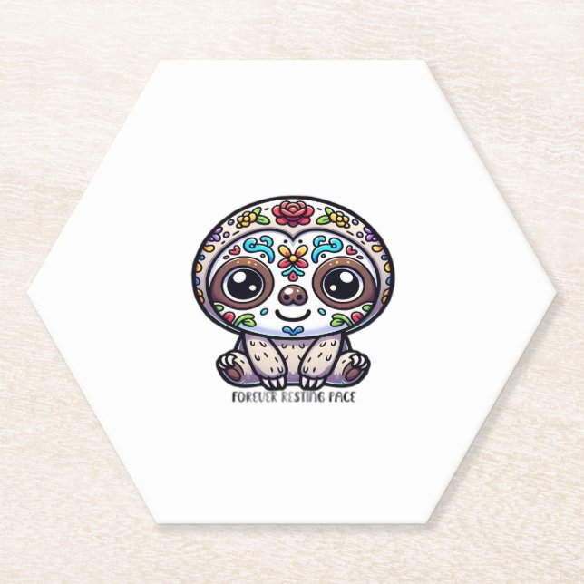 Dia De Los Muertos Sloth Active T-Shirt Paper Coaster (Front)