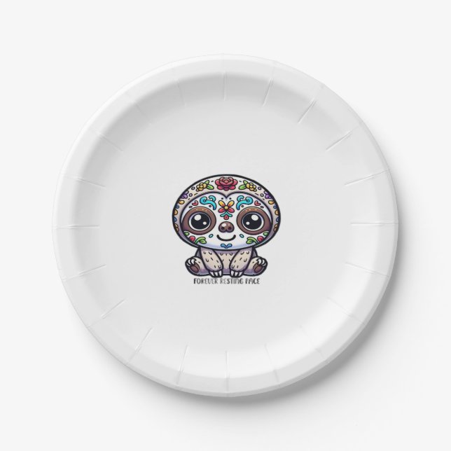 Dia De Los Muertos Sloth Active T-Shirt Paper Plate (Front)