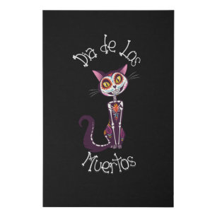 Dia de los Muertos- Sugar Candy Cat Faux Canvas Print