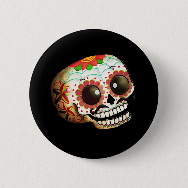Dia de Los Muertos Sugar Skull Art 6 Cm Round Badge (Front)