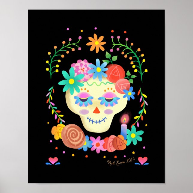 Día de los Muertos Sugar Skull Art Print (Front)