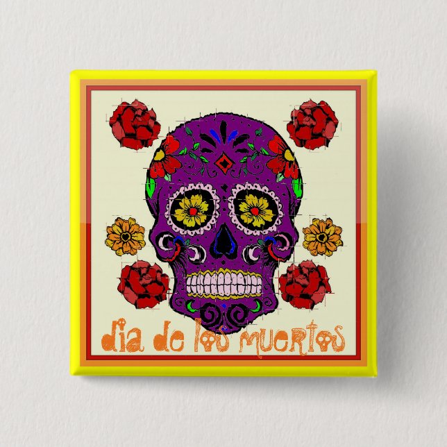 Dia de los muertos -- Sugar Skull Button (Front)