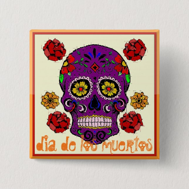 Dia de los muertos -- Sugar Skull Button (Front)