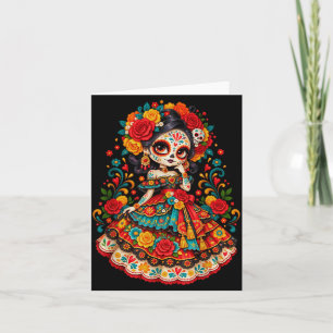 Dia de los muertos sugar skull catrina dead day card